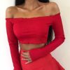 The Best Summer Women Off Shoulder Tank Tops Slim Sleeve Off Shoulder Crop Tops Online - Source Silk