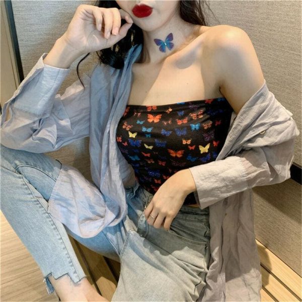 The Best Summer Women Off-shoulder Tube Crop Tops Strapless Bra Tank Casual Ladies Fashion Printed Vest Cami Top Online - Hplify