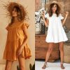 The Best Summer Women Ruffle Sleeveless Evening Party Beach Holiday Loose Dress Simple Casual Solid Vacation Sundress Online - Hplify