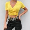 The Best Summer Women Short Sleeve V-Neck Solid Casual Bodysuit Shirt Ladies Beach Soft Slim Thin Crop Tops T-Shirt Online - Hplify