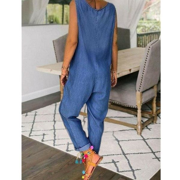The Best Summer Women Spaghetti Sleeveless Jumpsuit Strap Wide Legs O-Neck Female Bodycon Jumpsuit Long Pant Trouser Outfits Online - Hplify