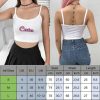 The Best Summer Women Tank Top Letter Print Overlap Cross Sling Crop Vest Blouse Slim Fit Vest Blouse Crop Tops Online - Hplify