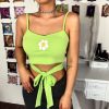 The Best Summer Women Vest Top Sleeveless Bandage Flower Tank Crop Tops Solid Casual Bustier Bralette Tops Blouse New Online - Hplify