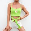 The Best Summer Women Vest Top Sleeveless Bandage Flower Tank Crop Tops Solid Casual Bustier Bralette Tops Blouse New Online - Hplify