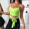 The Best Summer Women Vest Top Sleeveless Bandage Flower Tank Crop Tops Solid Casual Bustier Bralette Tops Blouse New Online - Hplify