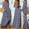 The Best Summer Women's Bohemian Floral Sling V-neck Dress Fashion Ladies Sleeveless Holiday Maxi Dress Sundress Online - Hplify