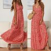 The Best Summer Women's Bohemian Floral Sling V-neck Dress Fashion Ladies Sleeveless Holiday Maxi Dress Sundress Online - Hplify