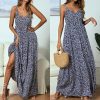 The Best Summer Women's Bohemian Floral Sling V-neck Dress Fashion Ladies Sleeveless Holiday Maxi Dress Sundress Online - Hplify