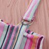The Best Summer Women's Overalls Pocket High Waist Striped Suspender Trousers Fashion Beach Casual Loose Straps Rompers Online - Hplify