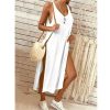 The Best Summer Women's Solid Color Split Sleeveless V-Neck Loose Casual Party Bohemian Dress Holiday Beach Sundress Online - Hplify