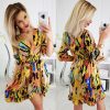 The Best Summer Women's Swing Skater Dress Fashion Ladies Vintage Boho Floral Short Sleeve Party Beach Casual Mini Sundress Online - Hplify