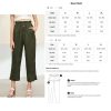 The Best Treny Women Summer High Waist Frill Waist Button Front Straight Leg Pants Elastic Crop Pants Belt Harem Trousers Online - Hplify