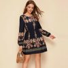 The Best Tunic Dress Lady Retro Indie Folk Element Dresses Casual Short Mini Dress Online - Hplify