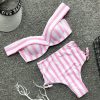 The Best Two Pieces Women V Neck Sexy Striped High Waist Striped Swimwear Brazilian Bikini Set Online - Hplify