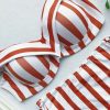 The Best Two Pieces Women V Neck Sexy Striped High Waist Striped Swimwear Brazilian Bikini Set Online - Hplify