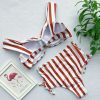 The Best Two Pieces Women V Neck Sexy Striped High Waist Striped Swimwear Brazilian Bikini Set Online - Hplify
