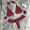 The Best Two Pieces Women's Ruffles Swimwear Bandage Knitted Bra Thong Bikini Set Push-up Unpadded Bathing Suits Swimsuit Beachwear Online - Hplify