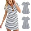 The Best UK Fashion Women Girls Striped Casual Short Mini Dress Casual A-line Club Party Dresses Online - Hplify
