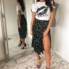 The Best Vintage Leopard Print Long Skirts Women High Waist Midi Skirt Bow Tie Summer Split Wrap Skirt Ladies Green Beach Online - Hplify