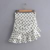 The Best Vintage Polka Dot White Mini Skirts Women high waist skirt streetwear korean style chic Ruffle skirt Casual Summer skirts Online - Hplify