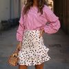 The Best Vintage Polka Dot White Mini Skirts Women high waist skirt streetwear korean style chic Ruffle skirt Casual Summer skirts Online - Hplify
