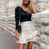 The Best Vintage Polka Dot White Mini Skirts Women high waist skirt streetwear korean style chic Ruffle skirt Casual Summer skirts Online - Hplify