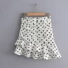 The Best Vintage Polka Dot White Mini Skirts Women high waist skirt streetwear korean style chic Ruffle skirt Casual Summer skirts Online - Hplify