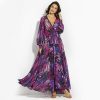 The Best Vintage Women Boho Floral V-Neck Long Maxi Dress Summer Beach Elegant Ladies Casual Long Sleeve Holiday Party Sundress Online - Hplify