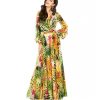 The Best Vintage Women Boho Floral V-Neck Long Maxi Dress Summer Beach Elegant Ladies Casual Long Sleeve Holiday Party Sundress Online - Hplify