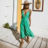 The Best Vintage Women Boho Long Maxi Dress Sexy Ladies V-Neck Backless Summer Beach Strappy Party Casual Button Sundress Online - Hplify