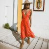 The Best Vintage Women Boho Long Maxi Dress Sexy Ladies V-Neck Backless Summer Beach Strappy Party Casual Button Sundress Online - Hplify