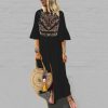 The Best Vintage Women Fashion Boho Long Maxi Dress Summer Holiday Floral Ladies Casual Short Sleeve Loose Sundress Online - Hplify