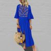 The Best Vintage Women Fashion Boho Long Maxi Dress Summer Holiday Floral Ladies Casual Short Sleeve Loose Sundress Online - Hplify