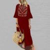 The Best Vintage Women Fashion Boho Long Maxi Dress Summer Holiday Floral Ladies Casual Short Sleeve Loose Sundress Online - Hplify