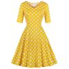 The Best Vrouwen Vintage Party Dress Herfst A-lijn Jurk Stip Druk Pin Jurken Online - Source Silk