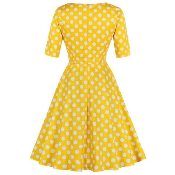 The Best Vrouwen Vintage Party Dress Herfst A-lijn Jurk Stip Druk Pin Jurken Online - Source Silk