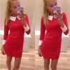The Best Winter Autumn Women Dress Turn-Down Collar Slim Casual Dress Online - Hplify