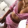 The Best Women 2 Piece Plaid Crop Top Bodycon Skirt Sexy Ladies Casual Summer Beach Party Mini Dress Outfit Holiday Online - Hplify