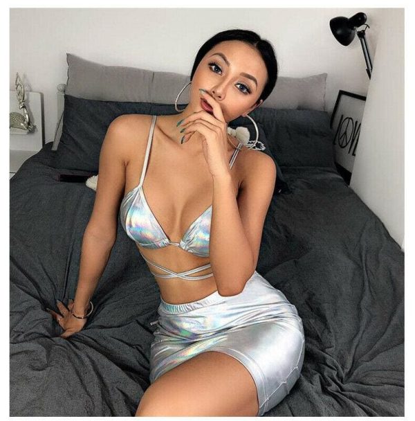 The Best Women 2 Piece Summer Backless Bodycon Crop Tops and Skirt Set Short Mini Dress Party Sexy Ladies Clubwear Set Online - Hplify