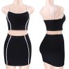 The Best Women 2pcs Summer Stripes on both sides Tank Cami Top Mini Pencil Skirt Party Club Evening Bodycon Femme Outfits Sets Online - Hplify