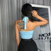 The Best Women Angel Printing Halter Neck Tube Fashion Ladies Sleeveless Backless Blouse Shirt Vest Crop Tops Online - Hplify