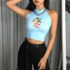 The Best Women Angel Printing Halter Neck Tube Fashion Ladies Sleeveless Backless Blouse Shirt Vest Crop Tops Online - Hplify
