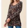 The Best Women Autumn Leopard Print Long Sleeve Button V Neck T Shirt Casual Tops Baggy Fashion Loose Blouse Online - Hplify