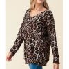 The Best Women Autumn Leopard Print Long Sleeve Button V Neck T Shirt Casual Tops Baggy Fashion Loose Blouse Online - Hplify