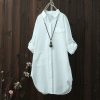 The Best Women Autumn Long Sleeve Button Plain Shirt Blouse Ladies Pure Casual Loose Baggy Tunic Tops Outwear Streetwear Online - Hplify