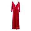 The Best Women Autumn Long Sleeve Maxi Dress Elegant Split Formal Evening Party Dress Fashion V neck Women vestidos Online - Hplify