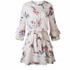 The Best Women Autumn Spring Elegant Vintage Floral Ruffles Mini Dress Chsinese Printed Casual Dress Online - Hplify