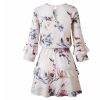 The Best Women Autumn Spring Elegant Vintage Floral Ruffles Mini Dress Chsinese Printed Casual Dress Online - Hplify