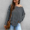 The Best Women Autumn Stripe T shirt Long Sleeve Loose Tee shirt Femme Ladies harajuku tshirt Elegant Plain ulzzang dames Streetwear Online - Hplify
