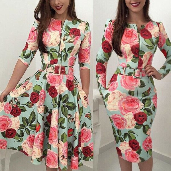 The Best Women Bandage Bodycon Long Sleeve Short Mini Floral Party Casual Dress Ladies Floral Chic Summer Dresses Female Online - Hplify
